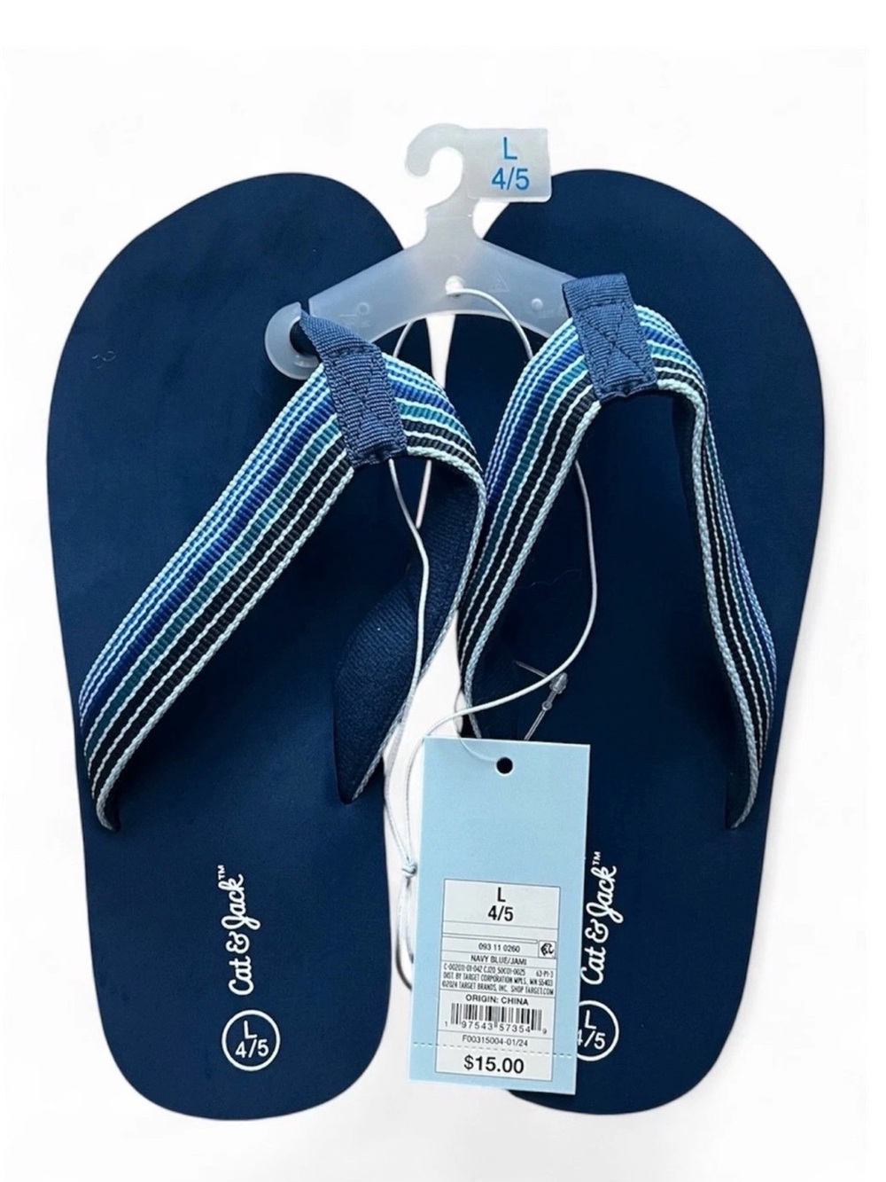Cat & Jack Kids Blue Flip Flops - Size Large 4/5. NWT